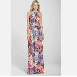 Eliza J Halter Top Floral Chiffon Maxi Dress Women’s Size 12
